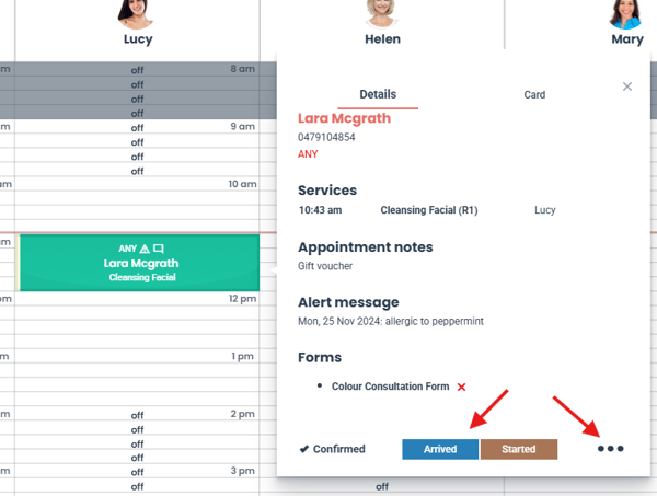 booking status