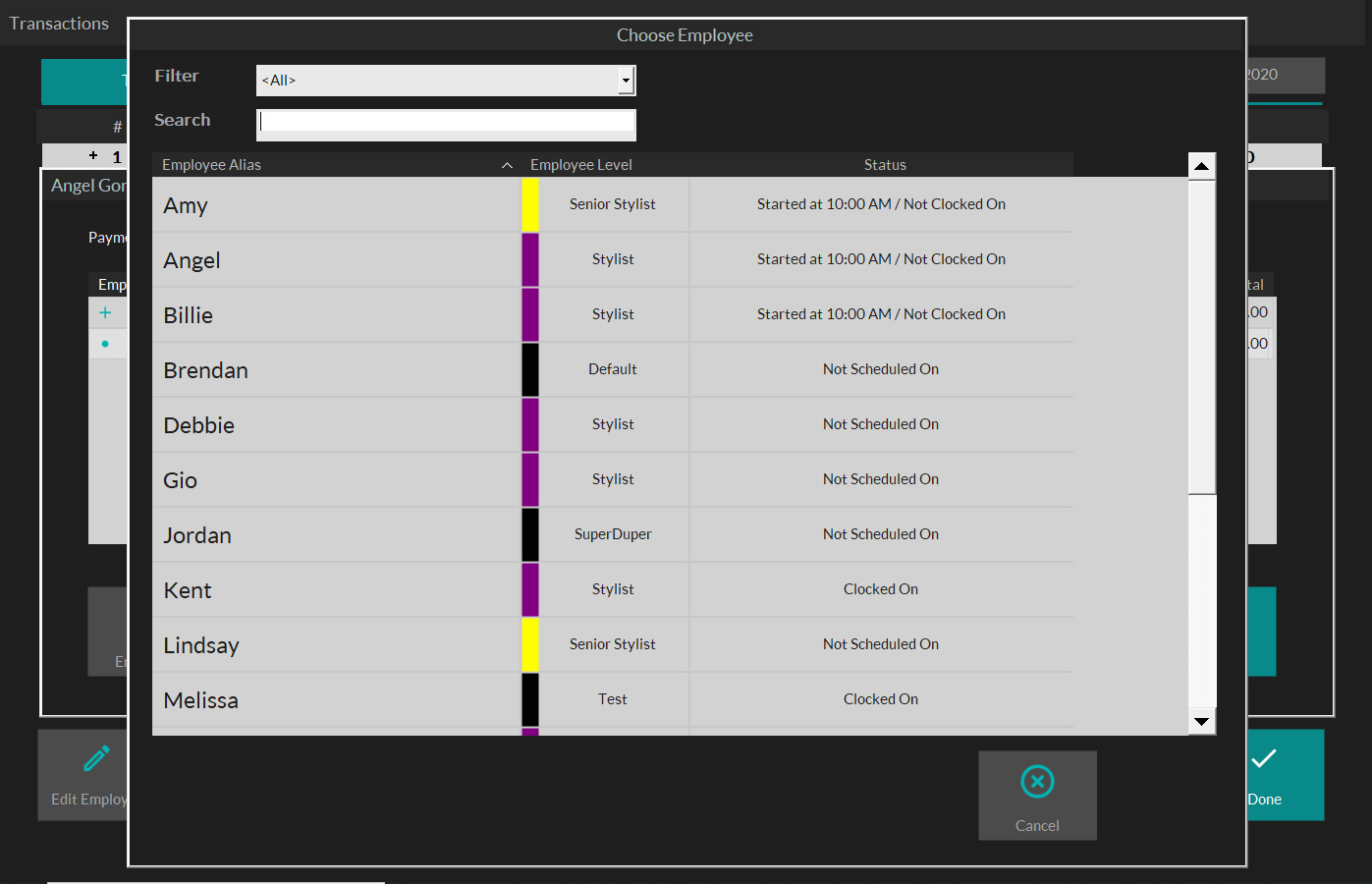 Transaction Movement Screen Transactions Screen and the wording changes that have been made